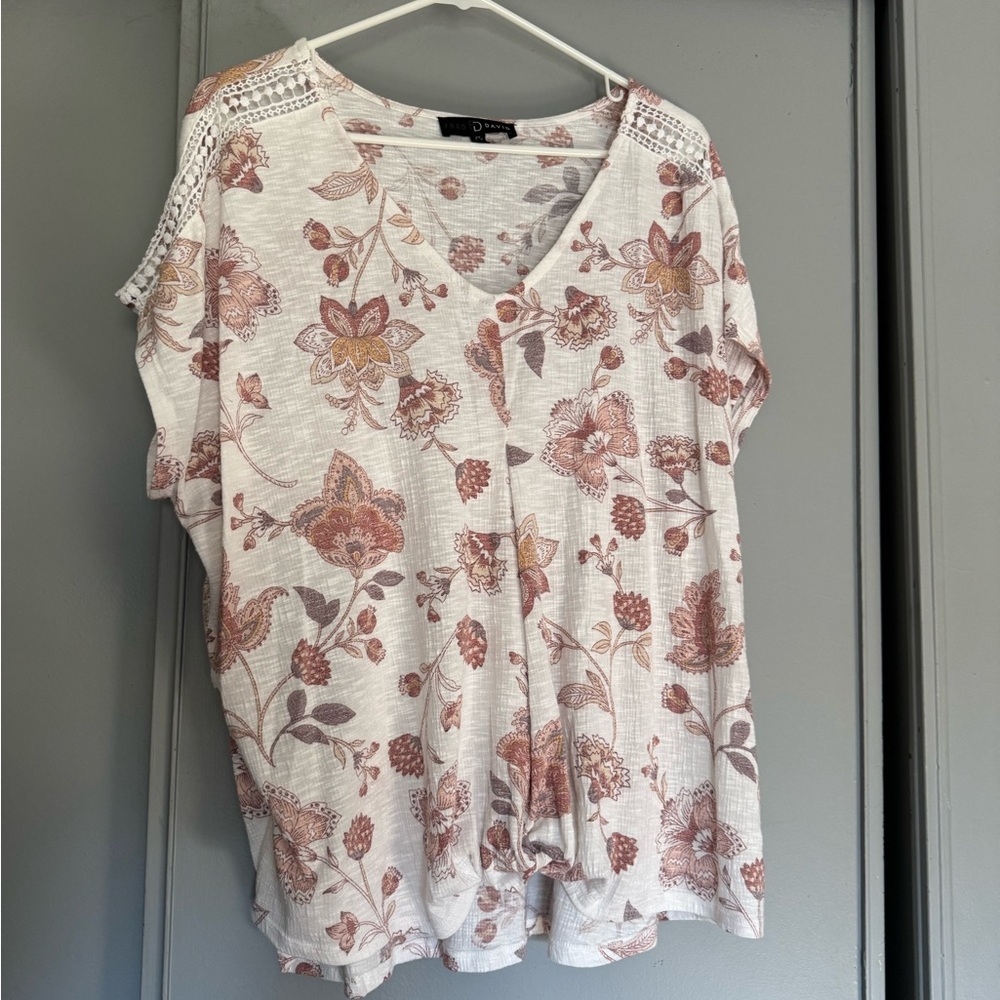 Fred David Floral Blouse in Cream and Brown